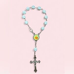 White Beaded Cross Pendant